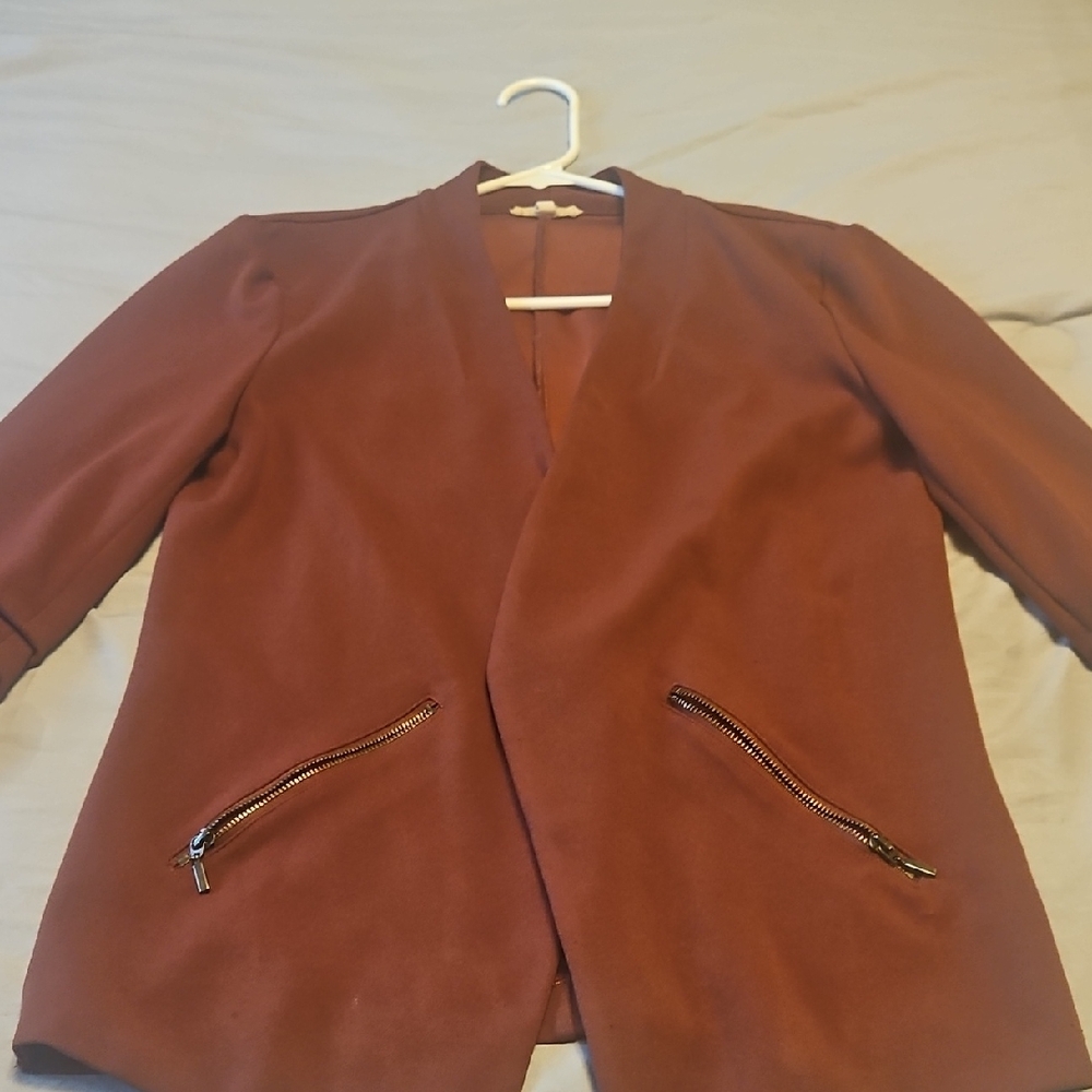Maurices Brown Blazer Modern Collarless Design